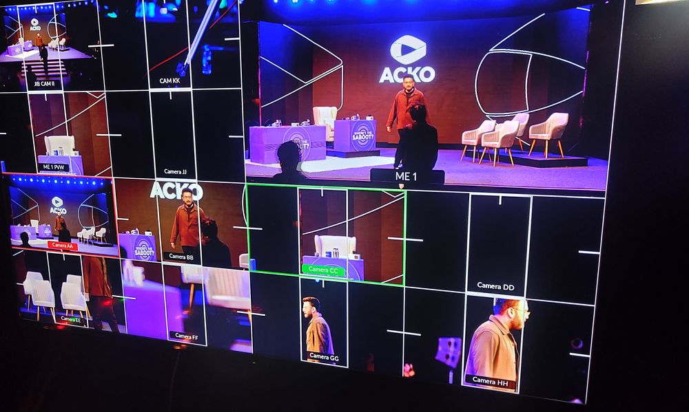 A multicam screen from the ACKO pilot shoot
